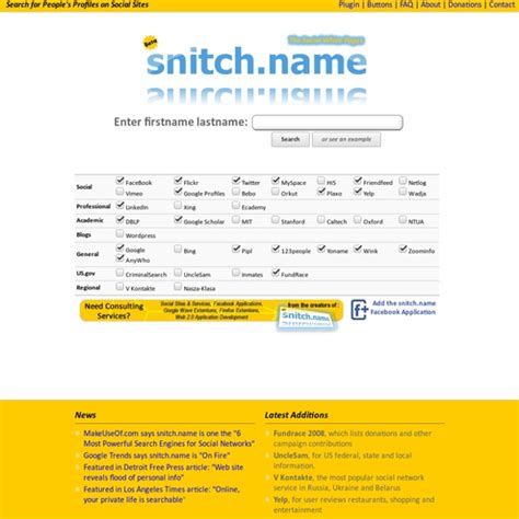 snitch.name :: The Social White Pages